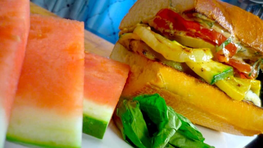 Grilled Ratatouille on French Bread with Aioli