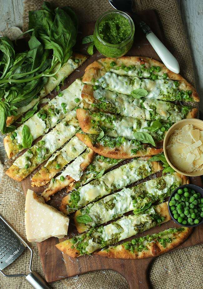 Pea and Pesto Naan Bread Recipe