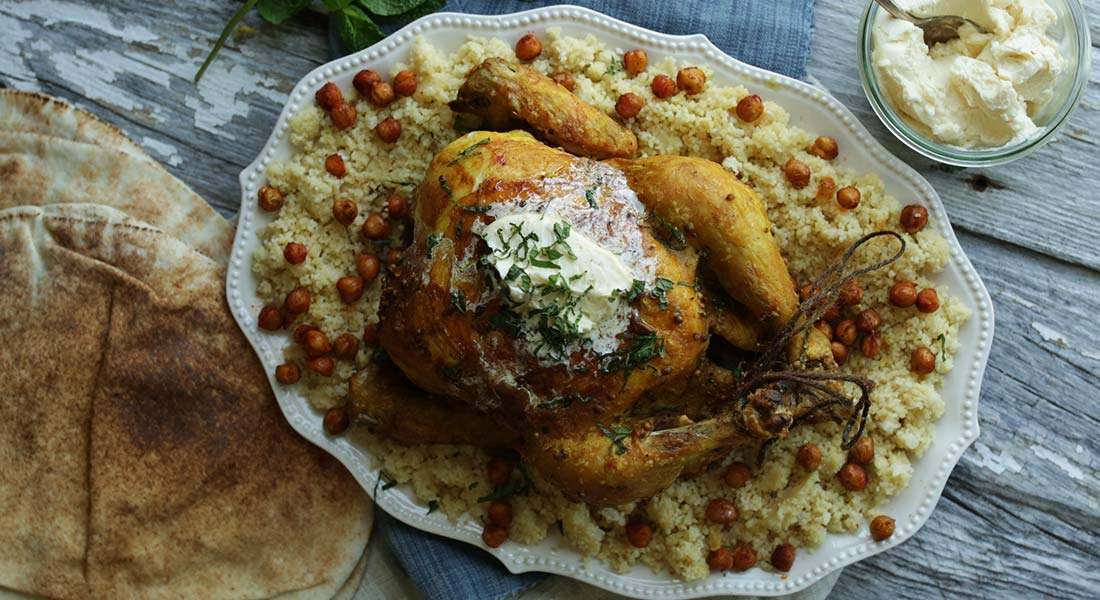 Turmeric Chicken with Honey Butter and Coconut Cous Cous
