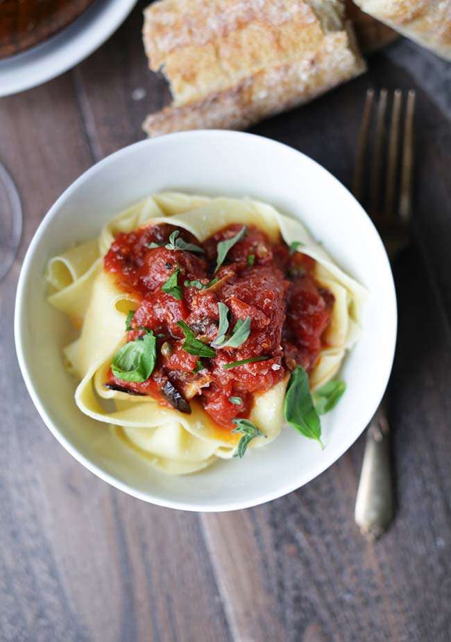 Homemade Pappardelle Pasta with Puttanesca Sauce Recipe