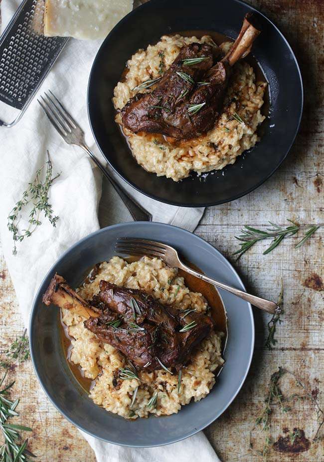 Braised Lamb Shanks Recipe with Parmesan Risotto