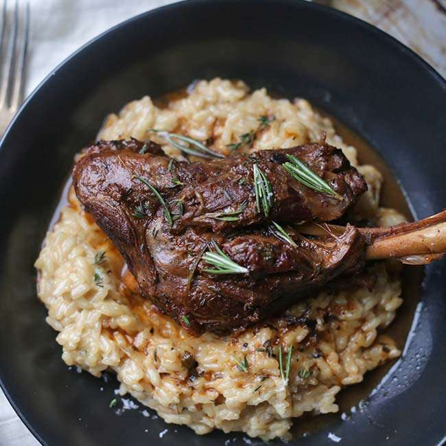 Braised Lamb Shanks Recipe with Parmesan Risotto