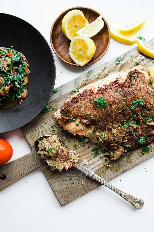 Shredded Hash Browns Crusted Salmon Chef Billy Parisi