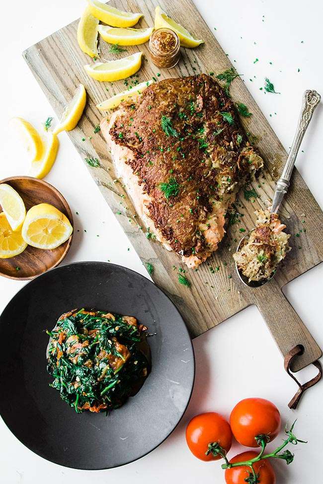 Shredded Hash Browns Crusted Salmon Chef Billy Parisi