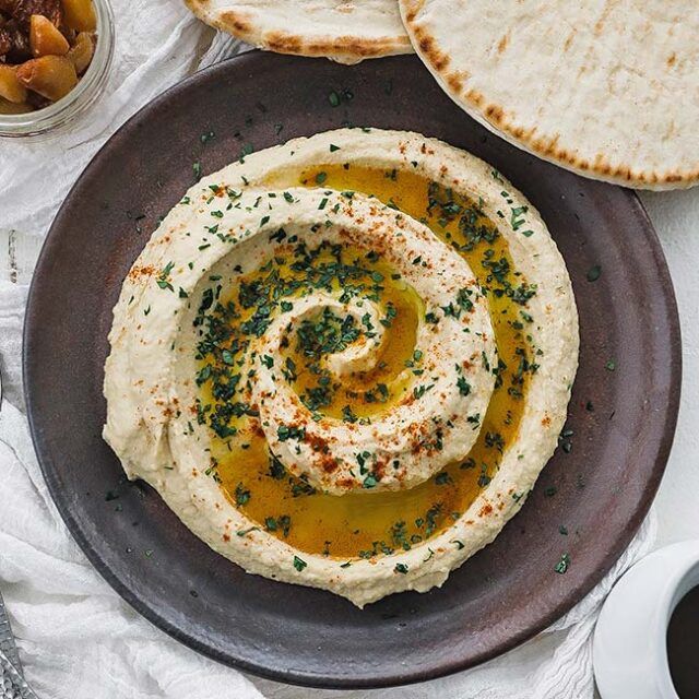 Homemade Hummus with Roasted Garlic and Flat Bread Chef Billy Parisi