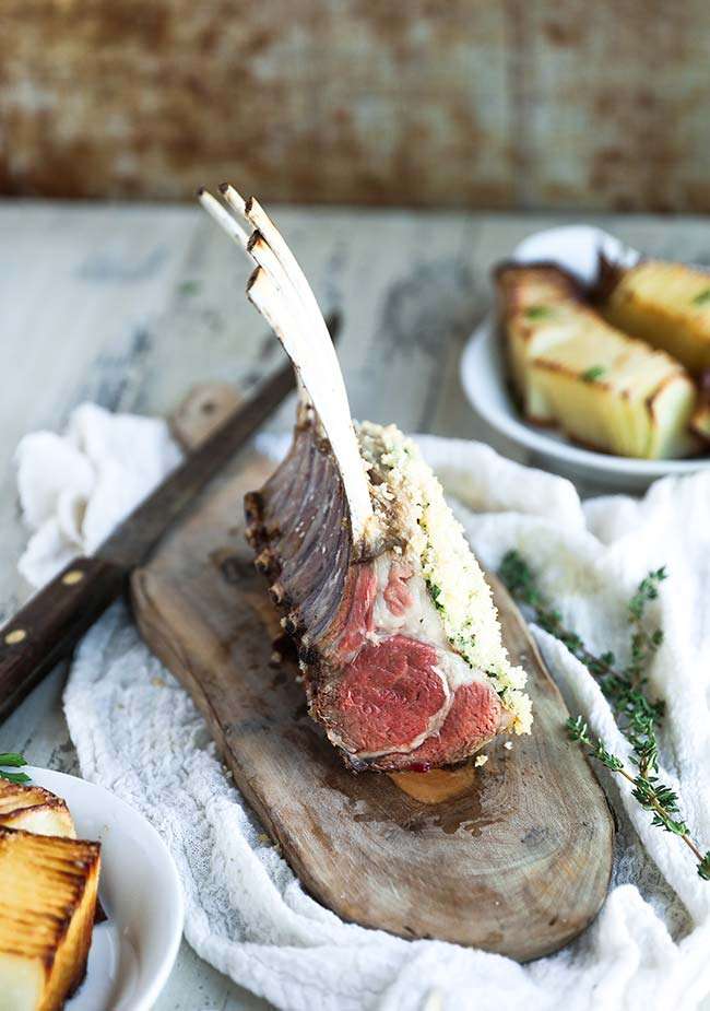 Roasted Rack of Lamb Recipe with Herb Bread Crumbs Billy Parisi