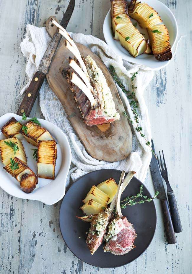 Roasted Rack of Lamb Recipe with Herb Bread Crumbs Billy Parisi