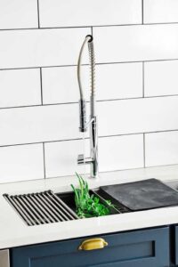 rinsing herbs in the franke chef center