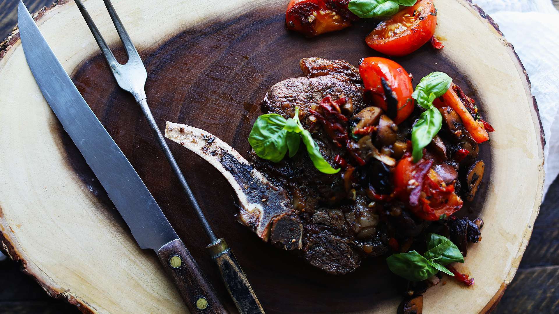 Roasted Ribeye Steak Recipe Don Vito Style with Wild Mushrooms