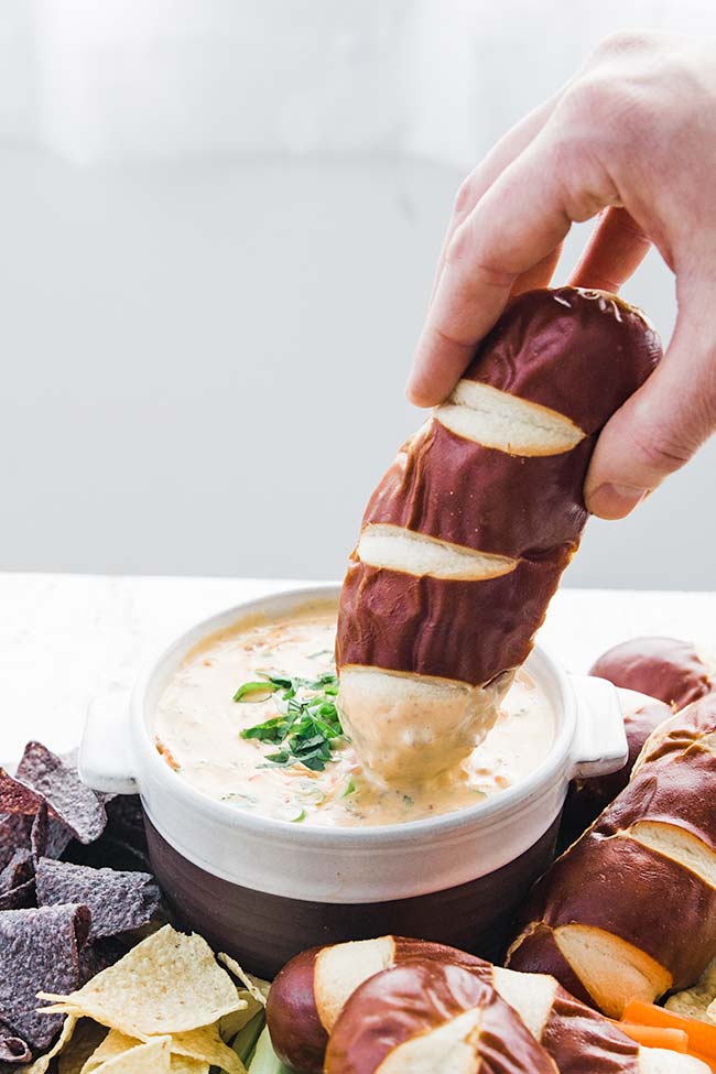 beer cheese pretzel dip recipe board
