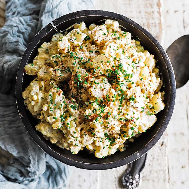southern style potato salad with chives