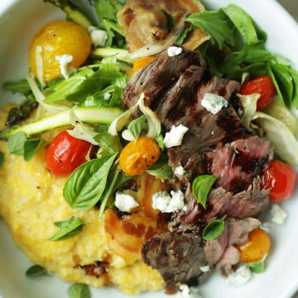 Grilled Skirt Steak Recipe with Creamy Polenta
