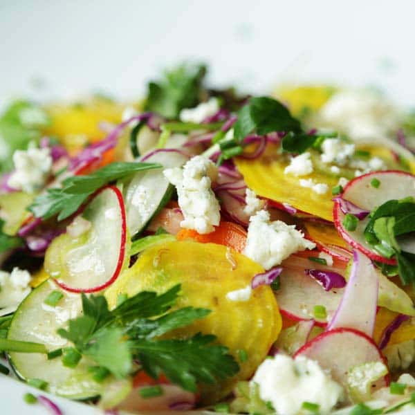Raw Vegetable Salad Recipe with Blue Cheese