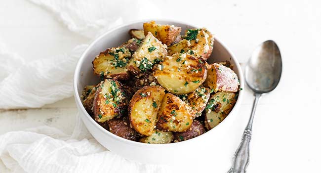 garlic potatoes in a bowl