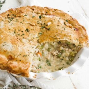 turkey pot pie in a dish