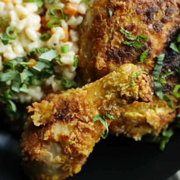 Butternut Squash Risotto and Curry Fried Chicken