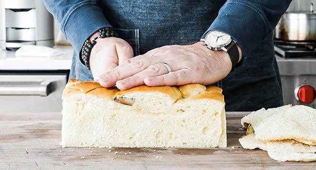 removing crust from bread