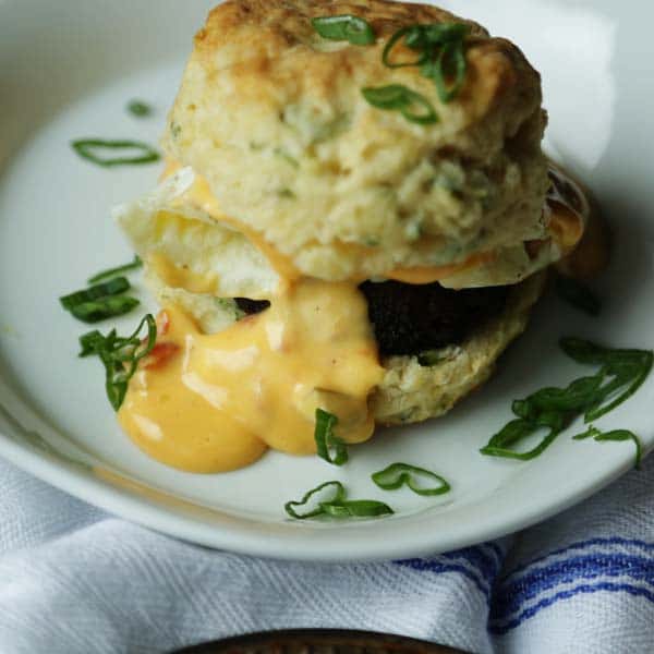 Egg, Sausage and Queso Breakfast Sandwich