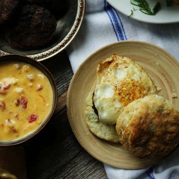 Egg, Sausage and Queso Breakfast Sandwich