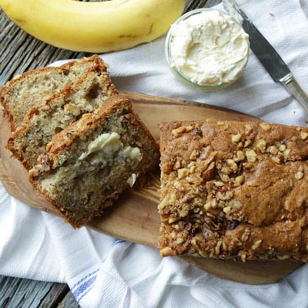 Banana Walnut Bread with Honey Butter