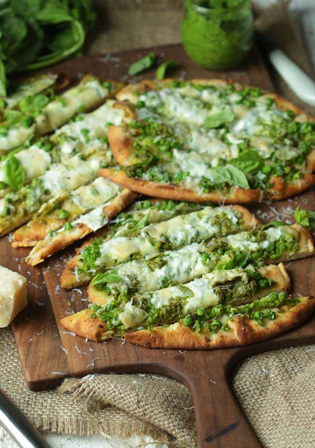 Pea and Pesto Naan Bread Recipe