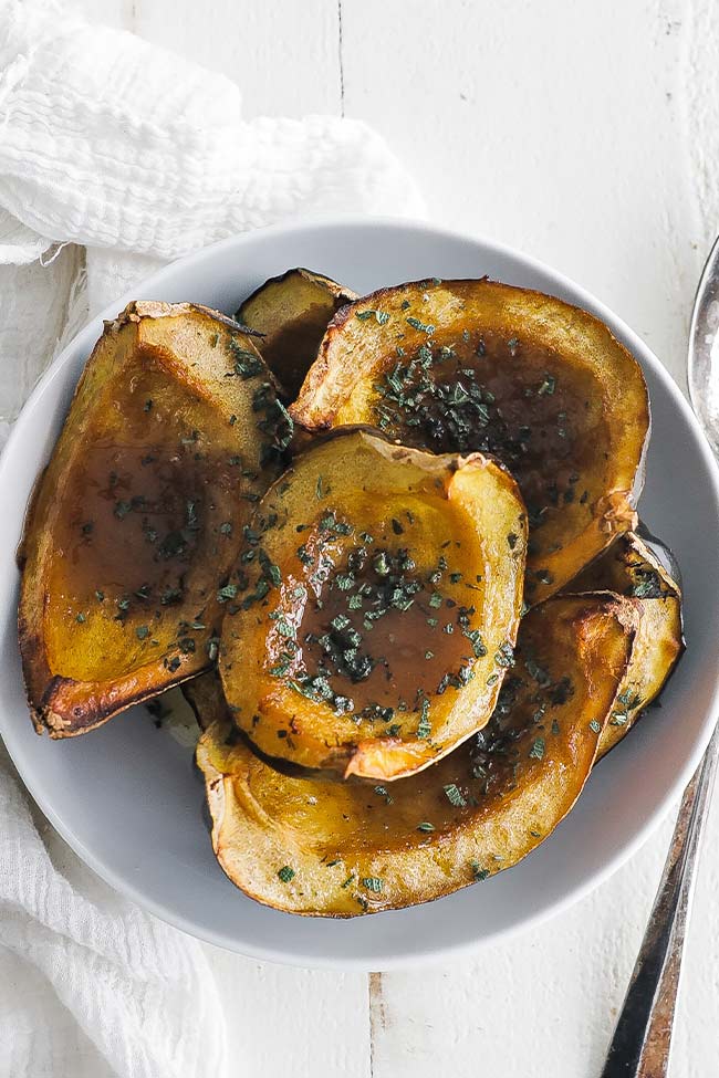 roasted acorn squash with butter and brown sugar