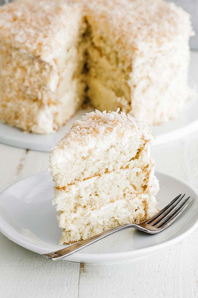 slice of coconut cake