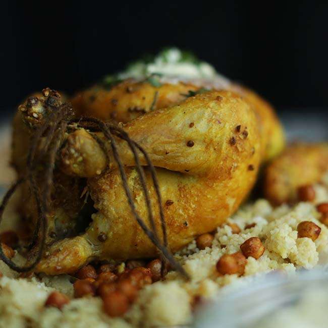 Turmeric Chicken with Honey Butter and Coconut Cous Cous