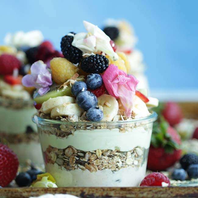 Avocado Yogurt With Muesli Cereal And Fresh Berries Avocado Yogurt With Muesli Cereal And Fresh Berries