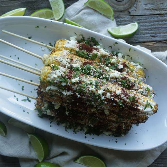 Elotes Recipe on a Stick with Cotija Cheese and Cilantro