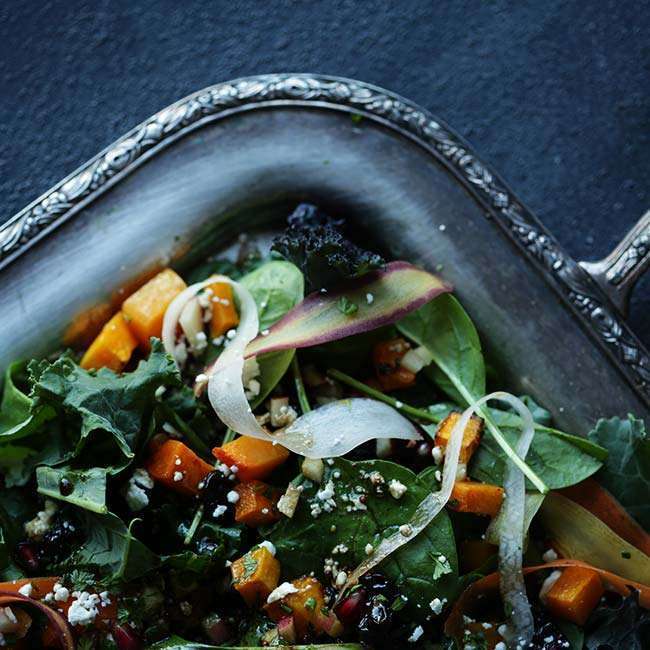 Winter Salad Recipe with Roasted Butternut Squash and Pomegranate Seeds