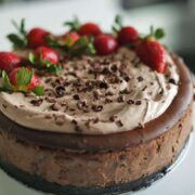 Chocolate Cheese Cake Recipe with Fresh Strawberries