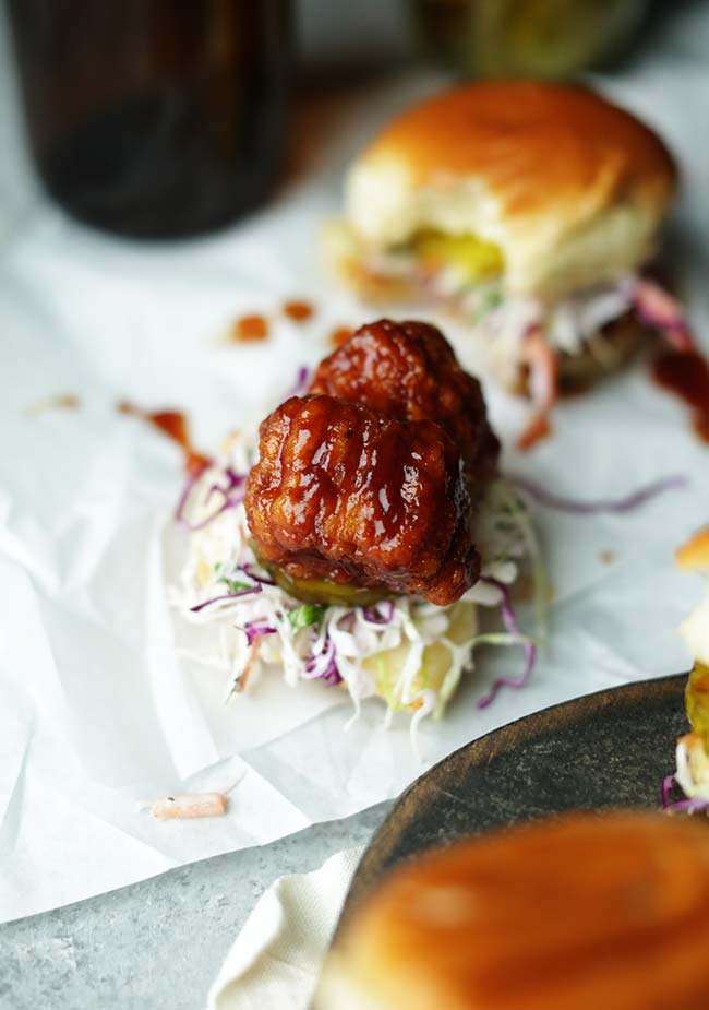 BBQ Chicken Sliders Recipe with Coleslaw and Pickles Chef Billy Parisi
