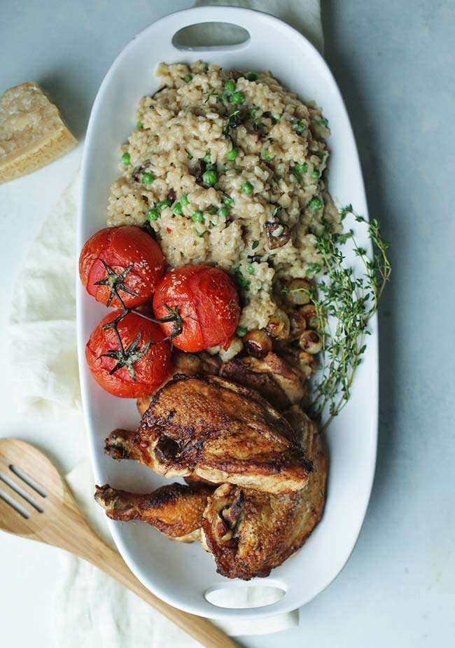 Truffle Butter Risotto Recipe with Roast Chicken and Herbs Chef Billy