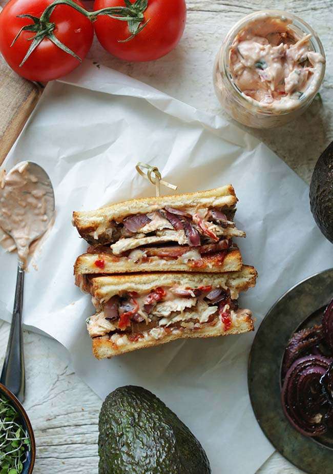 stacked chicken melt sandwich