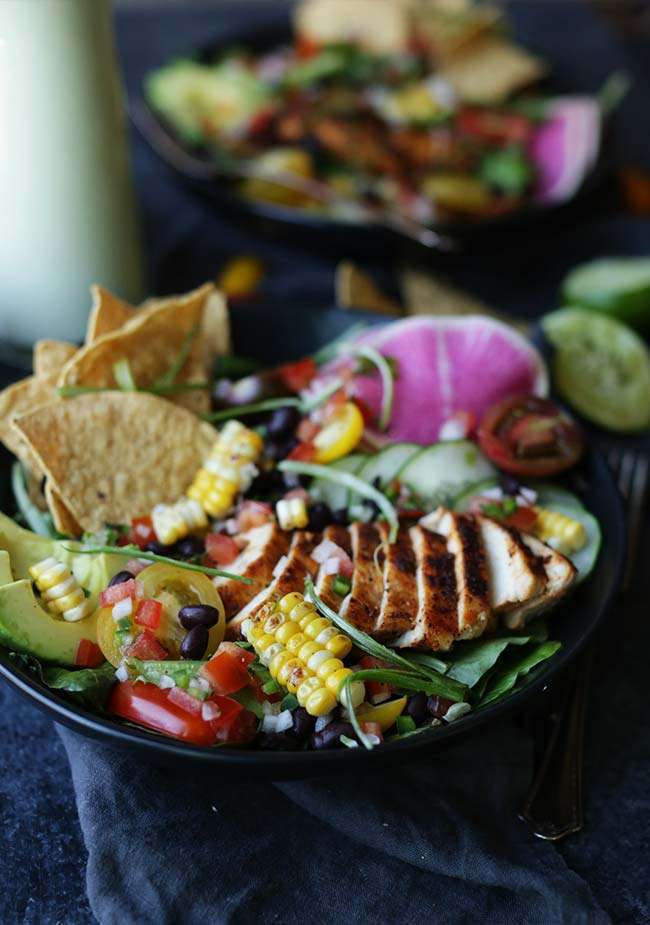 Taco Salad Recipe with Chicken and Avocado Lime Dressing