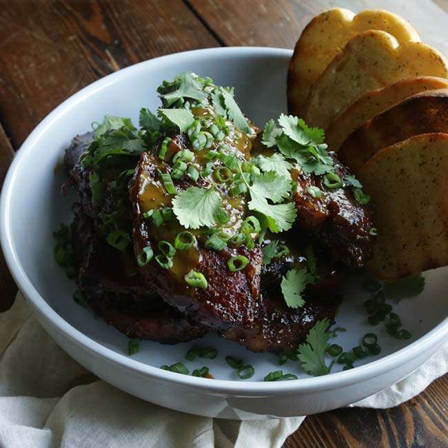 Smoked Country Style Ribs With Mustard Bbq Sauce And Texas Toast