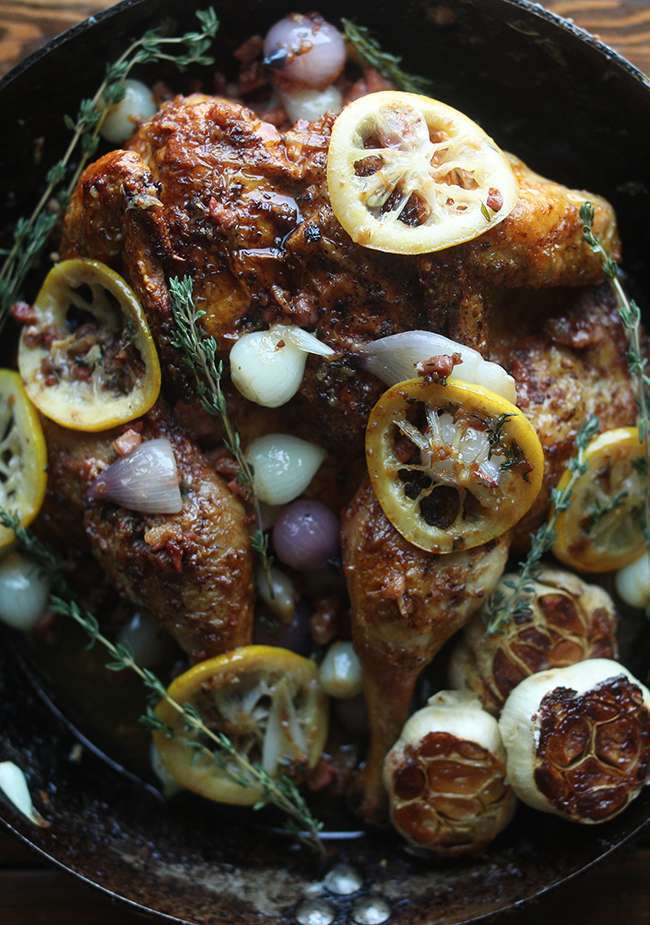 Spatchcock Chicken Recipe With Lemon Thyme Pan Sauce