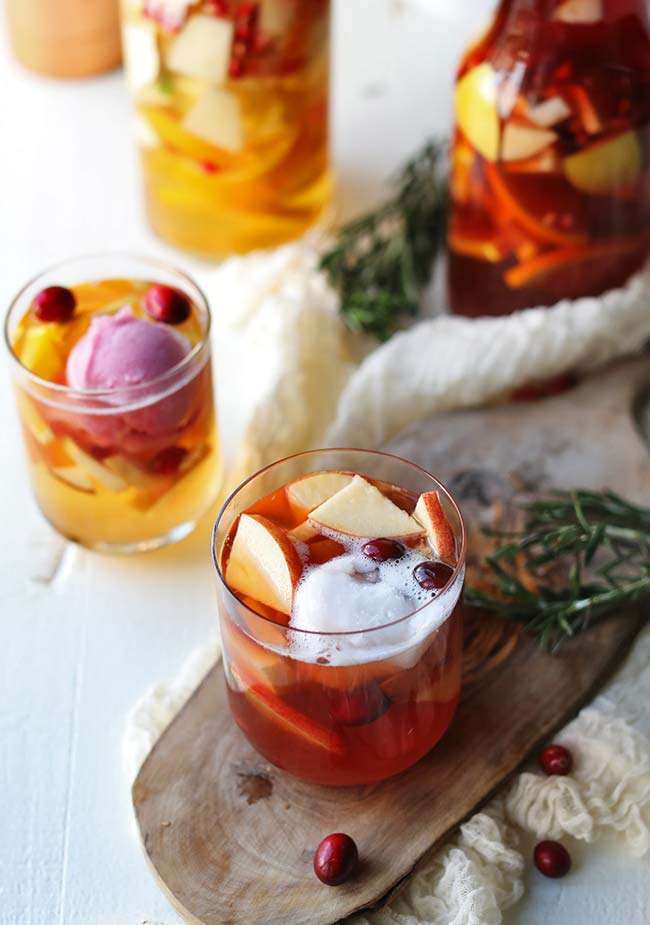 two different types of fall sangria recipes