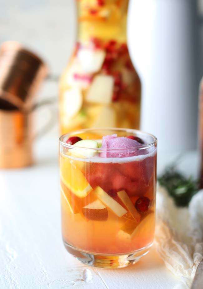 cherry lemon ice served up in a fall sangria