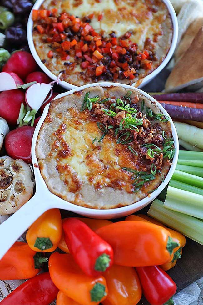 two bean dip platters