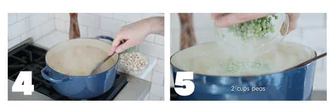 step by step process to finishing a creamy chicken dumpling soup recipe