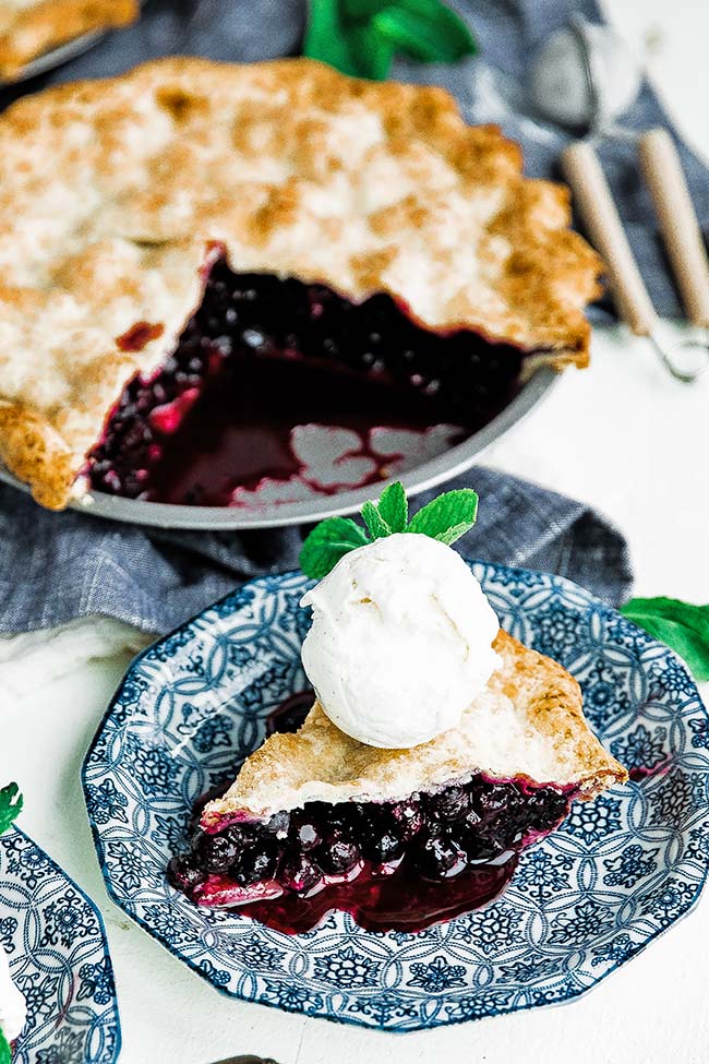 slice of fresh blueberry pie