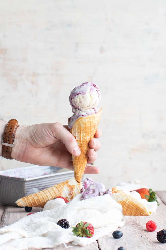 Holding a waffle ice cream cone