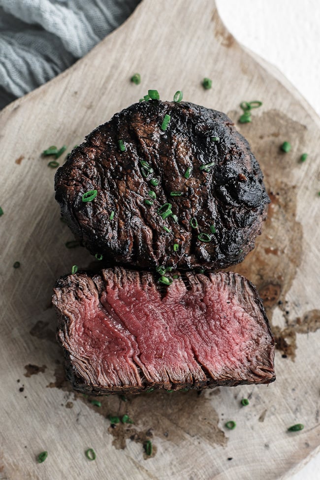 black and blue steak