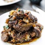 close up of a chopped steak