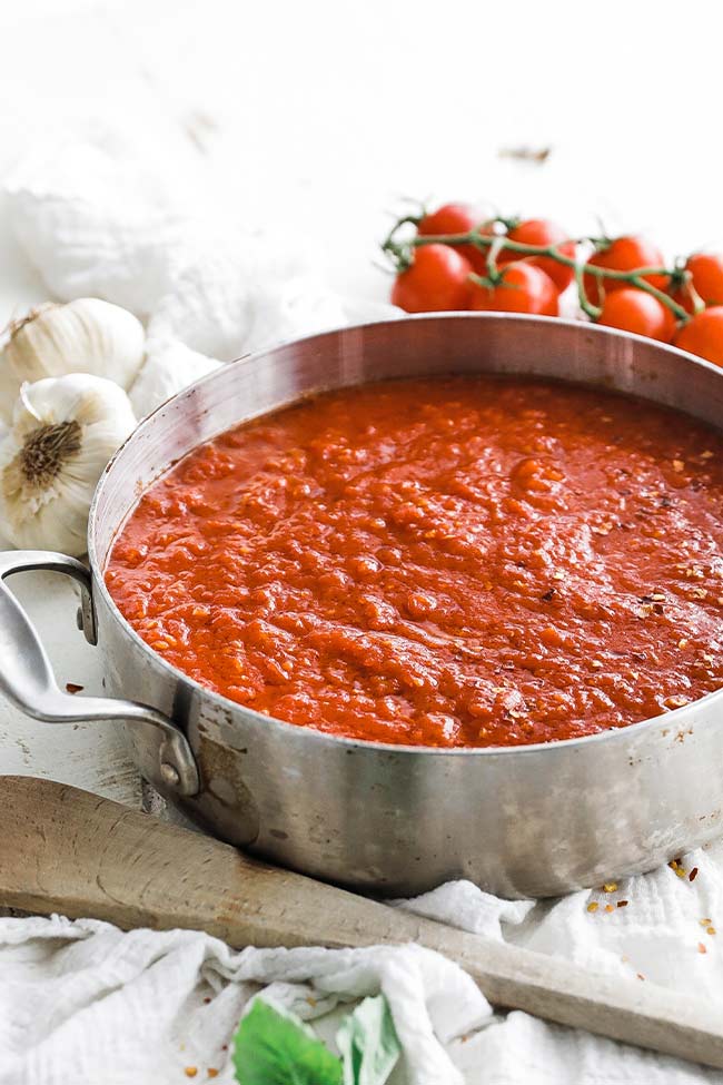 pot of arrabbiata sauce