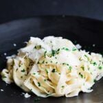 fettuccine alfredo in a bowl