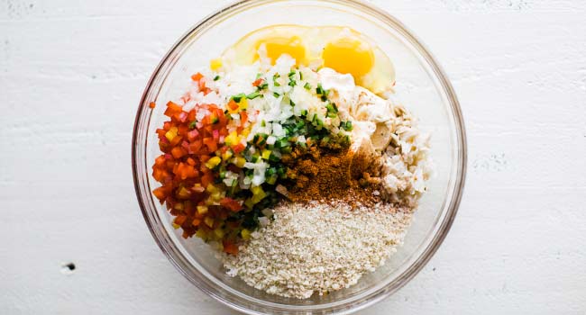 crab cake batter in a bowl