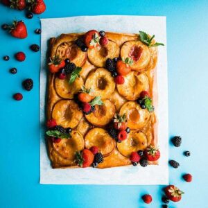 puff pastry peach tart recipe with fresh berries